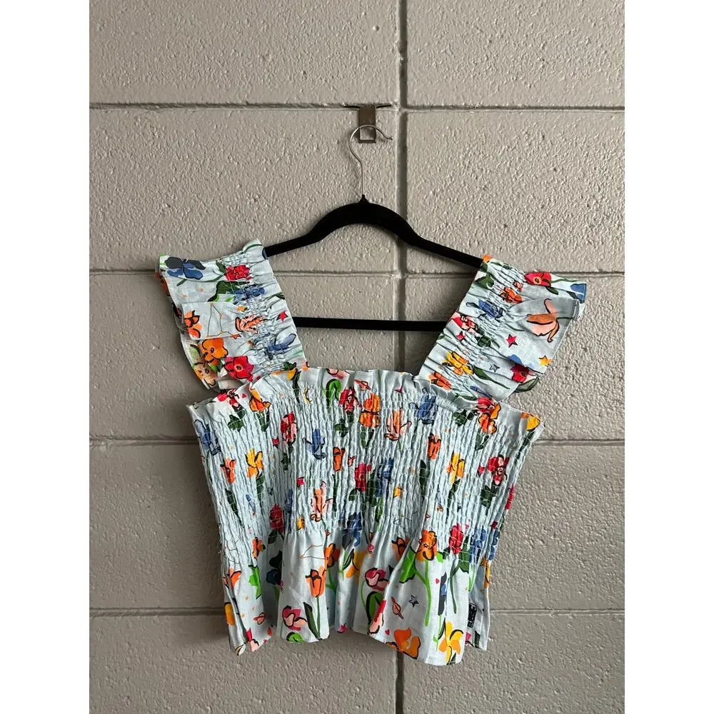 NWT Hill House Ellie Floral Linen Crop Top size XL - Picture 4 of 4